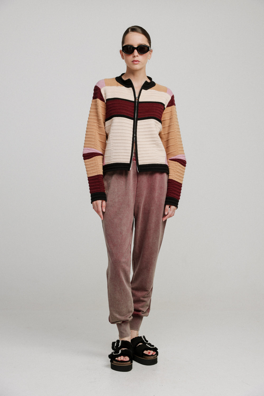 Islington Maroon Striped Sweater