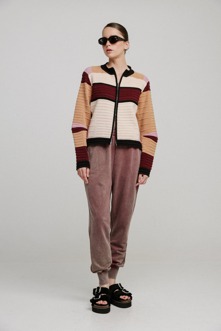 Islington Maroon Striped Sweater