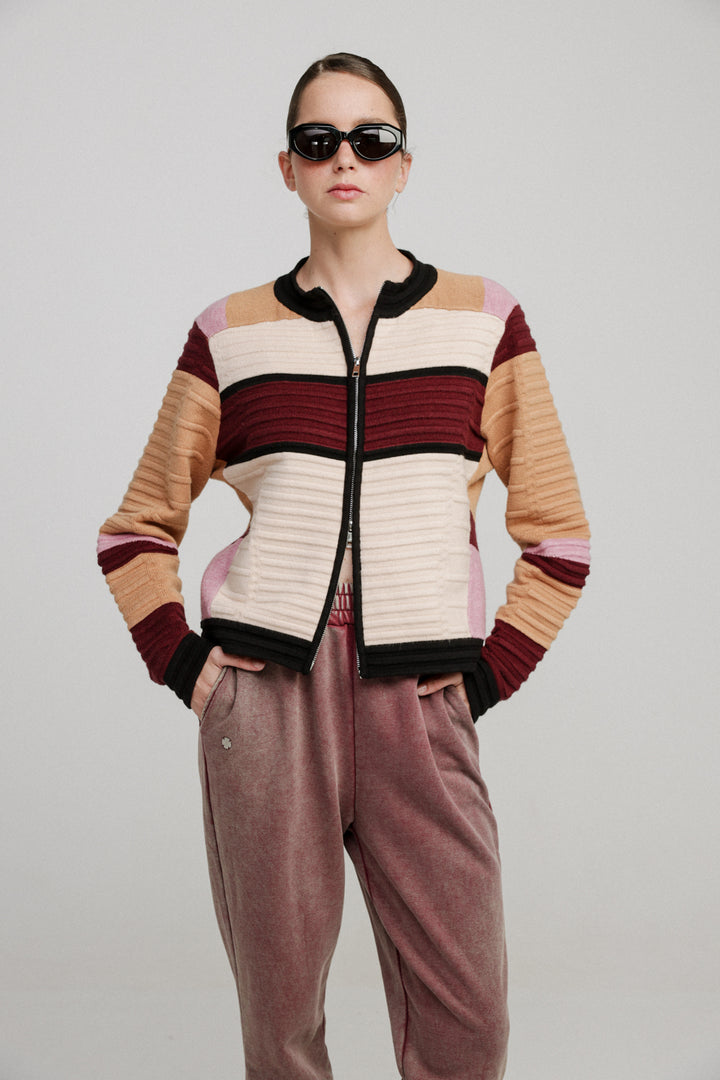 Islington Maroon Striped Sweater