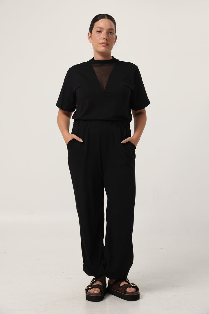 Field Black Mesh Jumpsuit