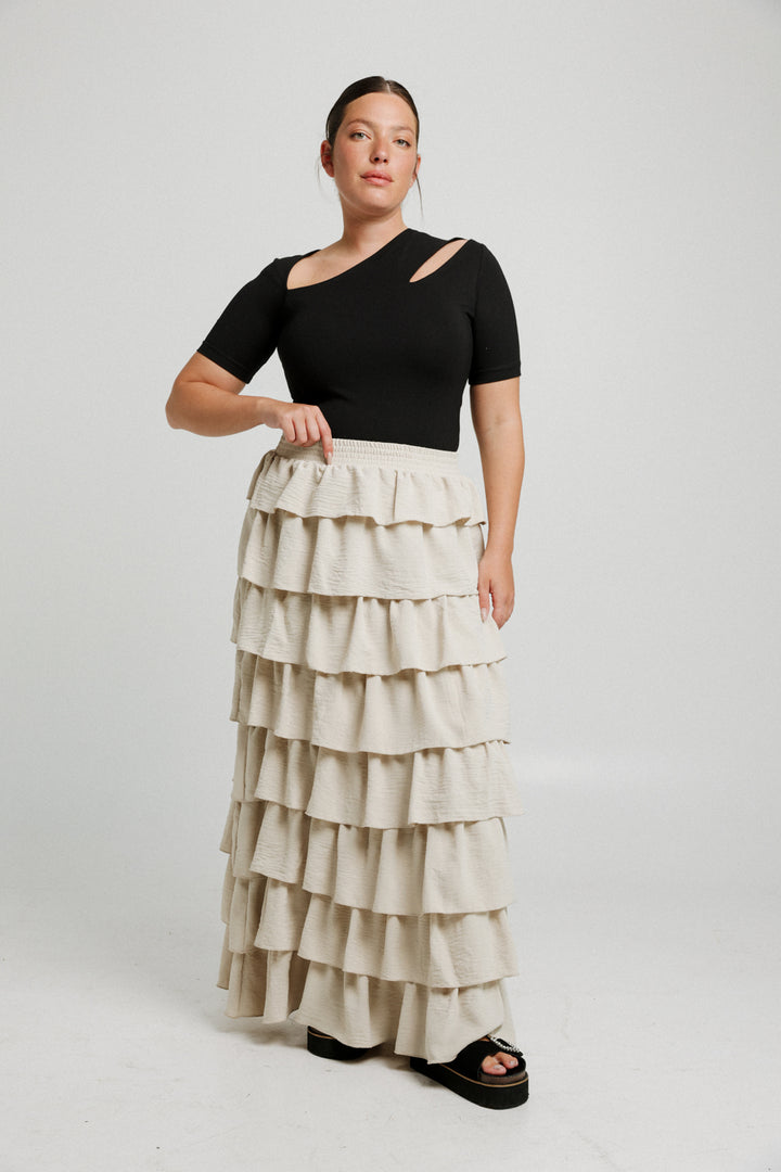 Peplum Beige Viscose Skirt