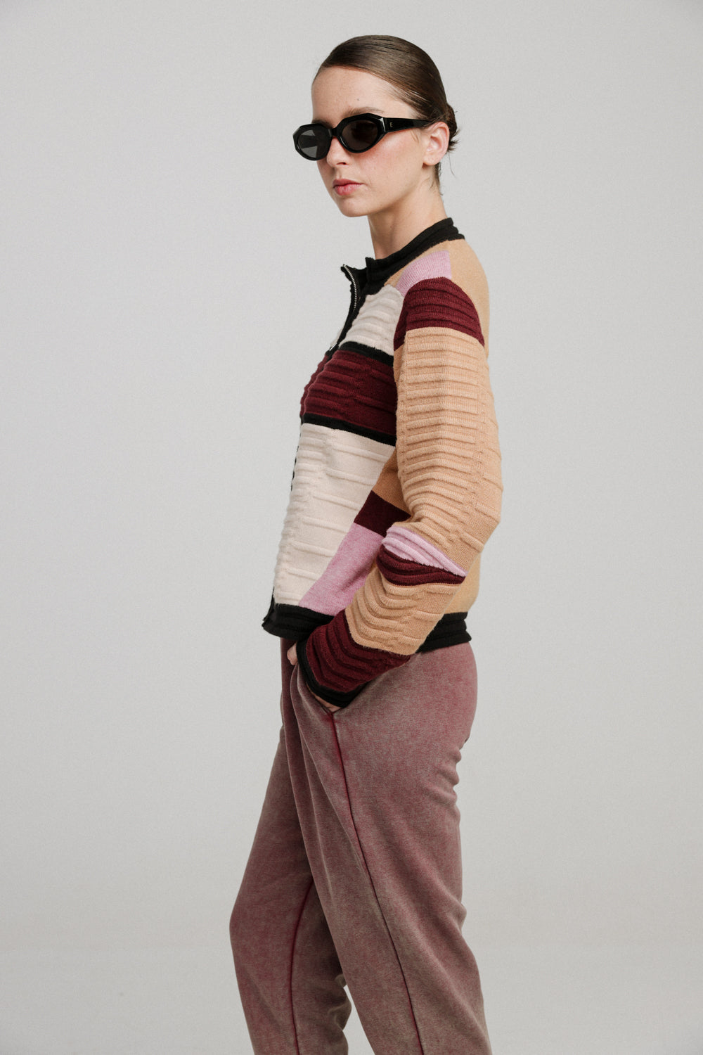 Islington Maroon Striped Sweater