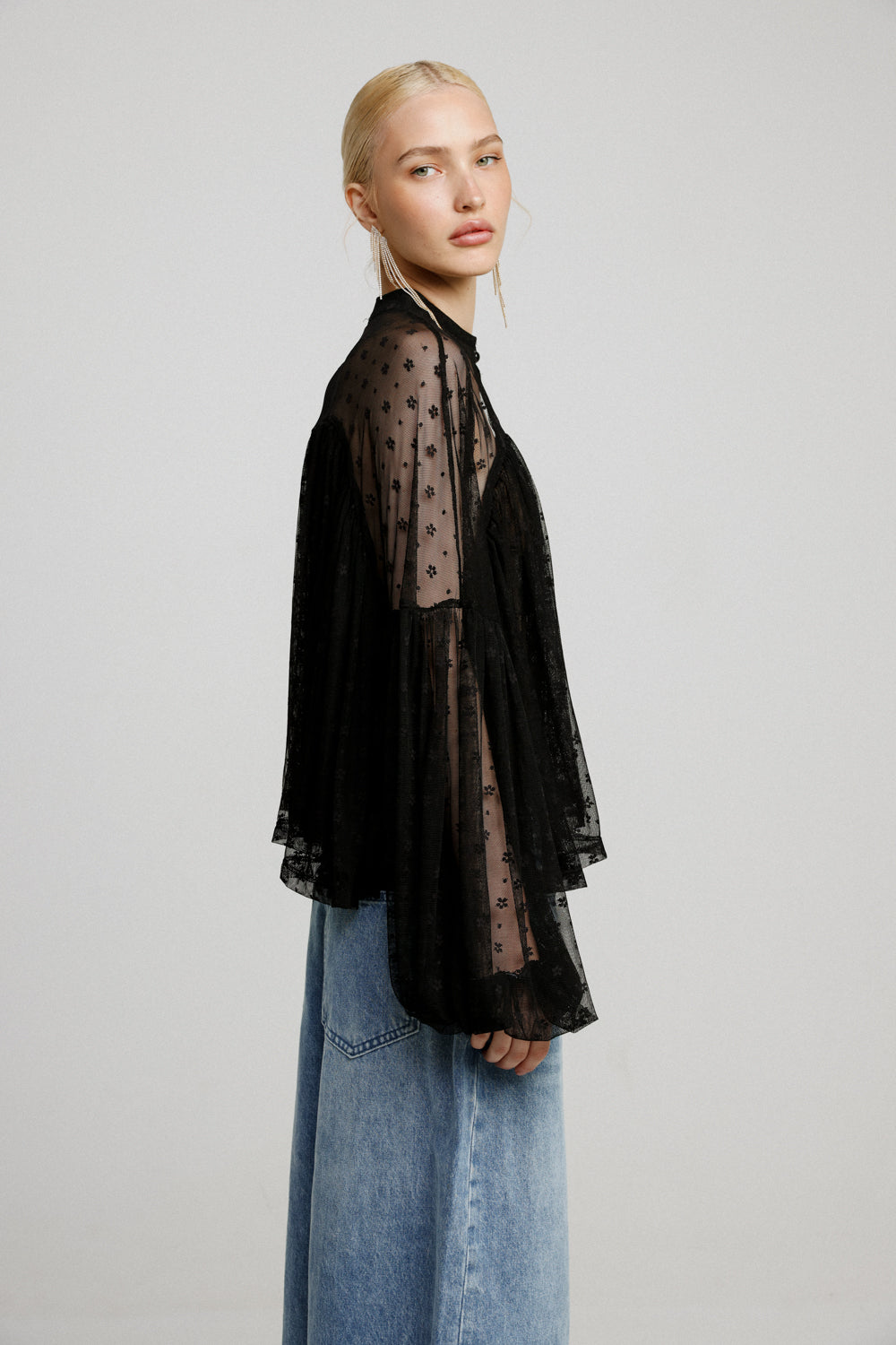 Floral Black Lace Blouse