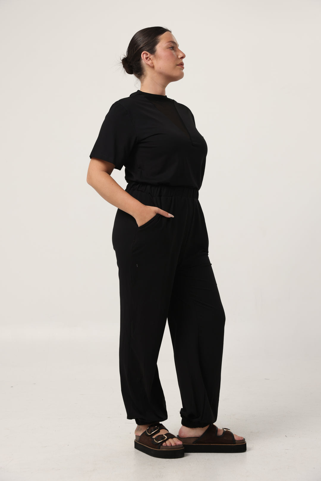 Field Black Mesh Jumpsuit