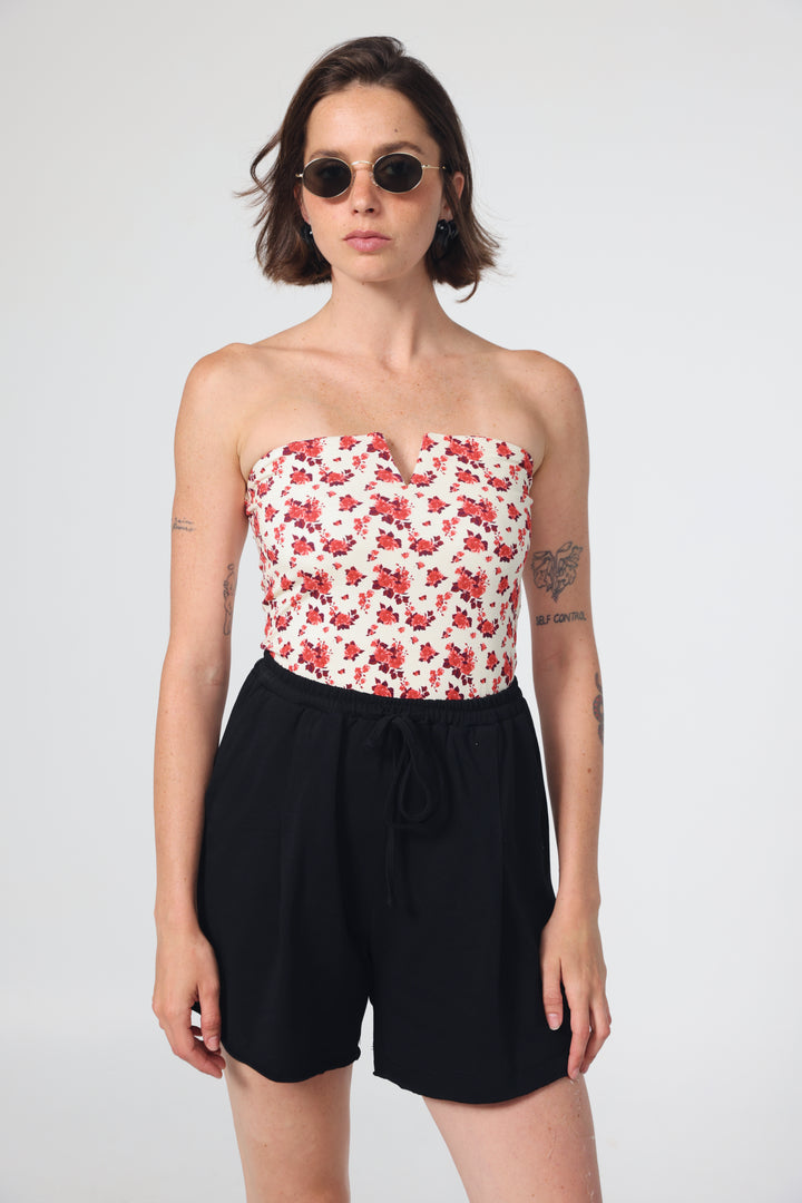 Fantasy Rose Floral V Top