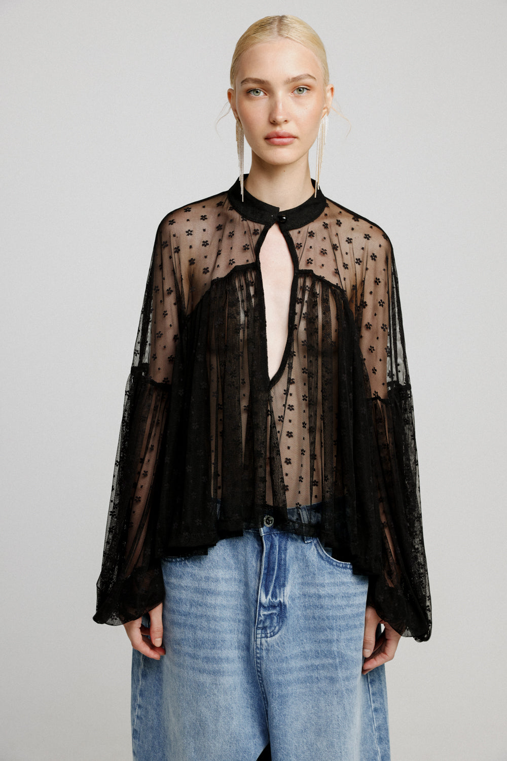 Floral Black Lace Blouse