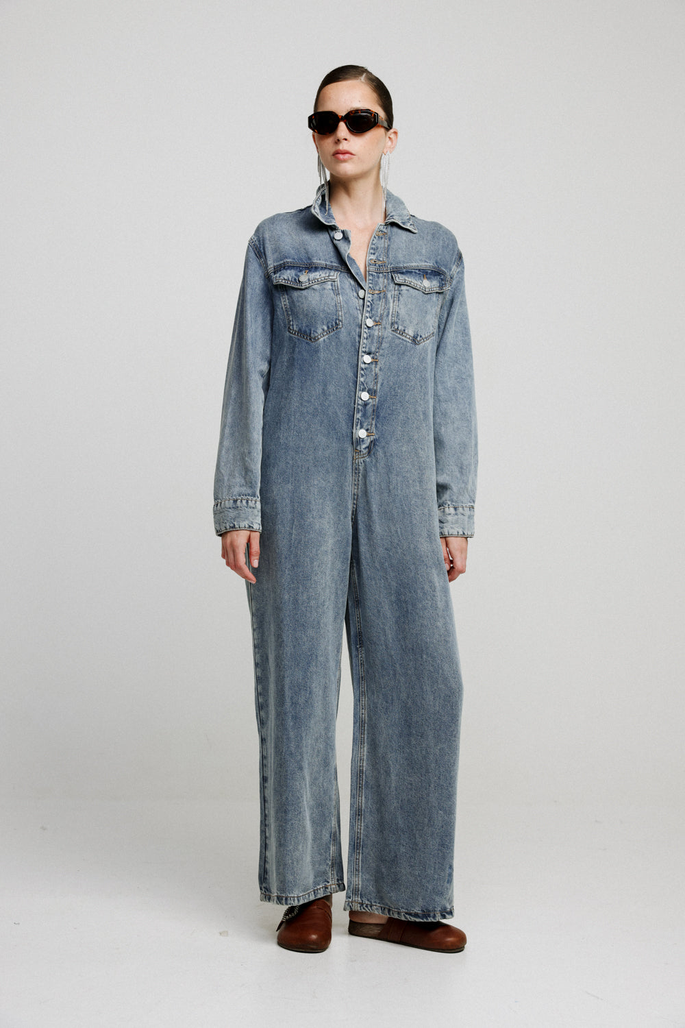 Herzel Blue Wide Denim Jumpsuit