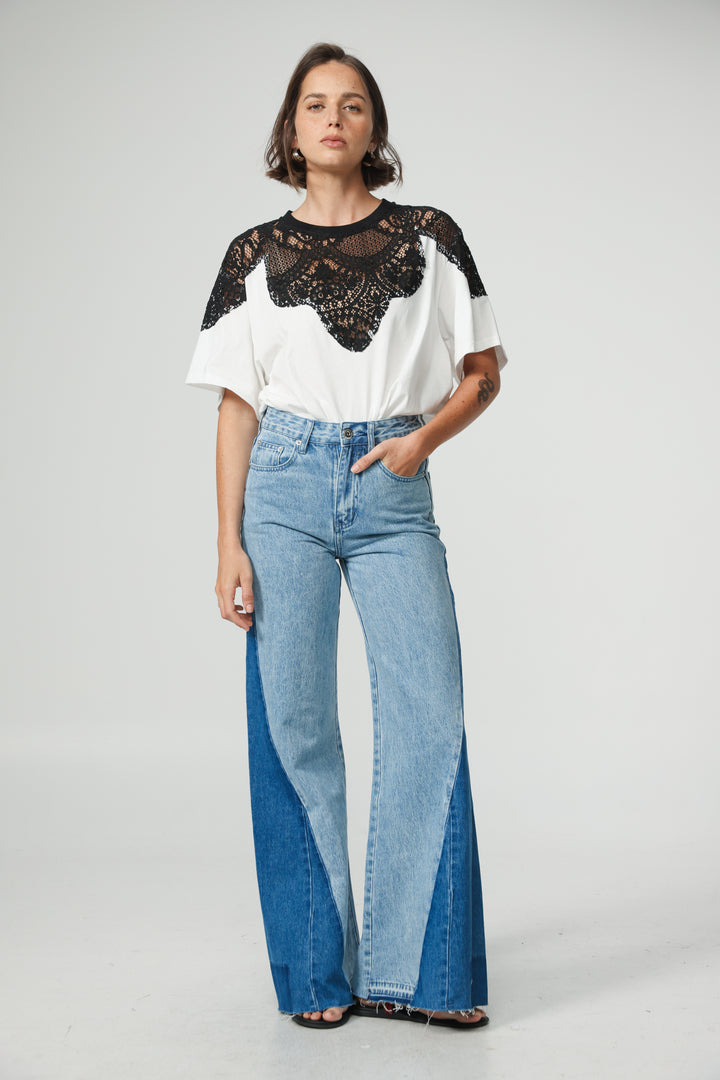 Lion White/Black Lace T-Shirt