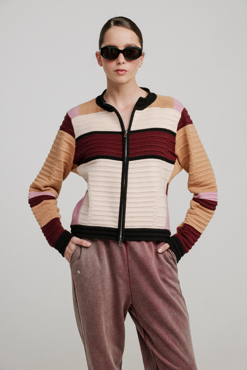 Islington Maroon Striped Sweater