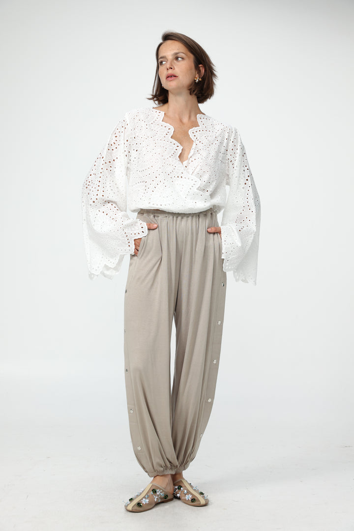 Eyelet White Blouse