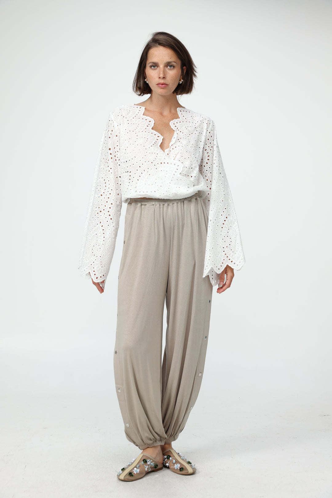 Eyelet White Blouse