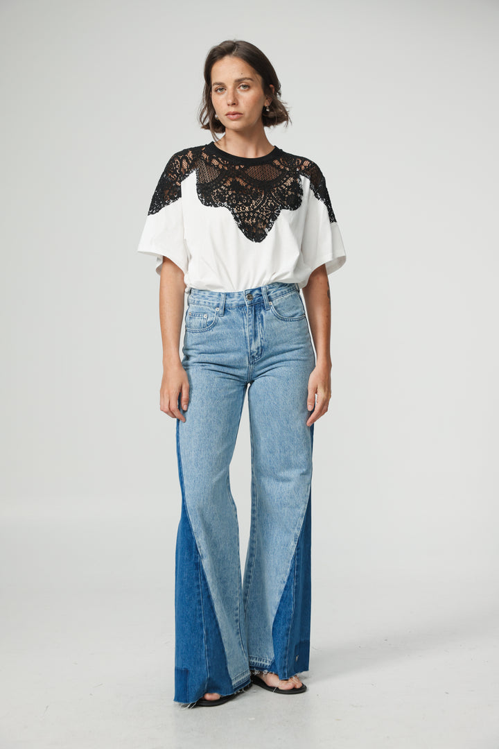 Lion White/Black Lace T-Shirt