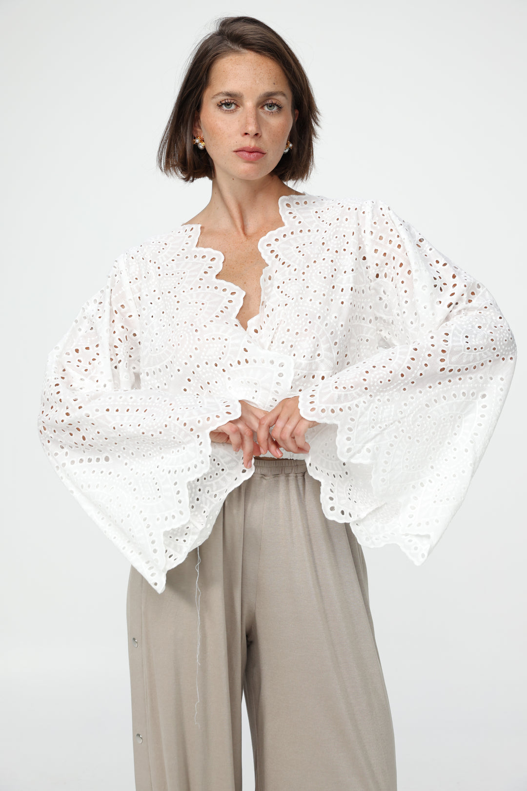 Eyelet White Blouse