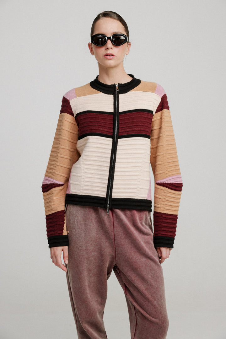 Islington Maroon Striped Sweater