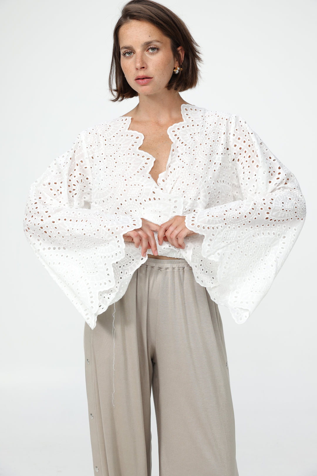 Eyelet White Blouse