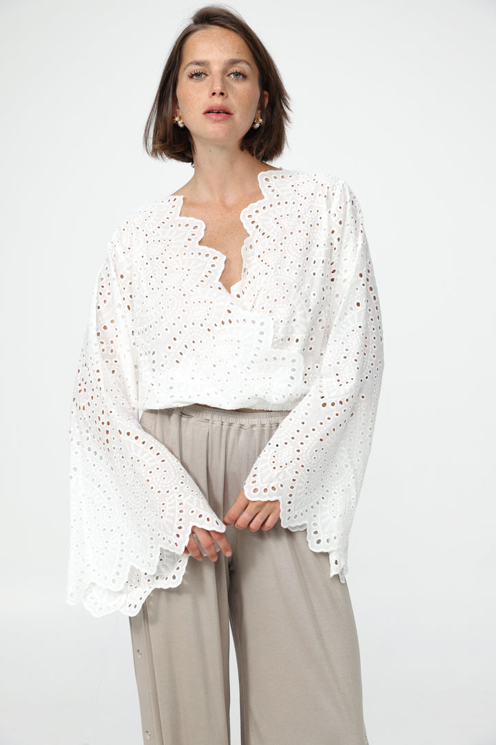 Eyelet White Blouse