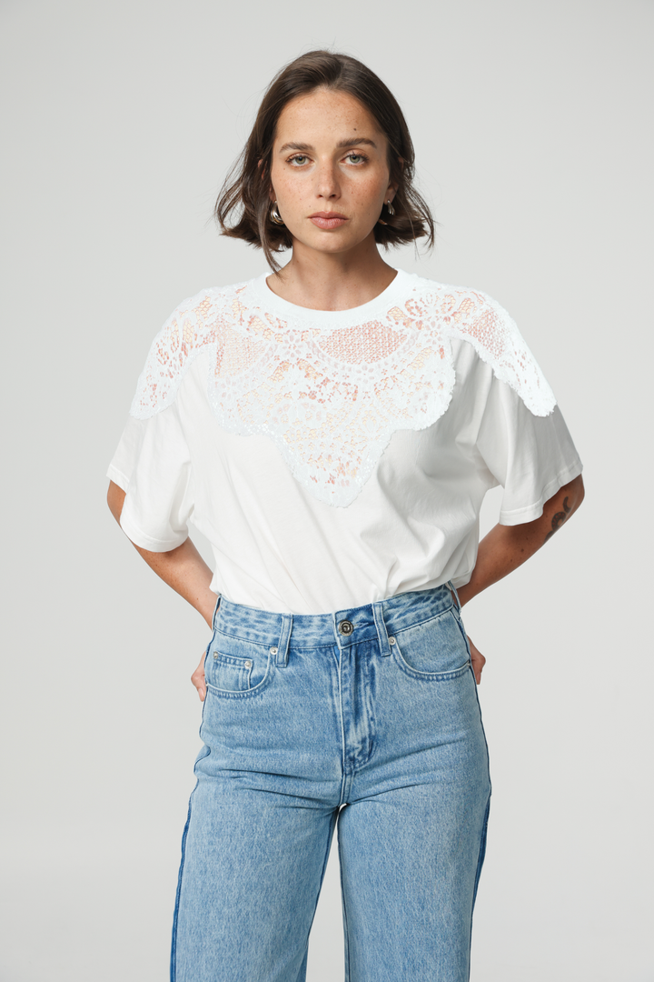 Lion White Lace T-Shirt