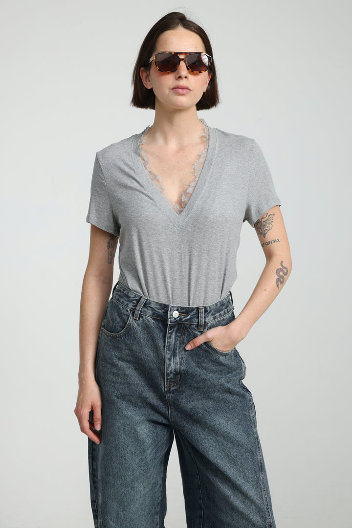 Mystery Light Grey Rib T-Shirt