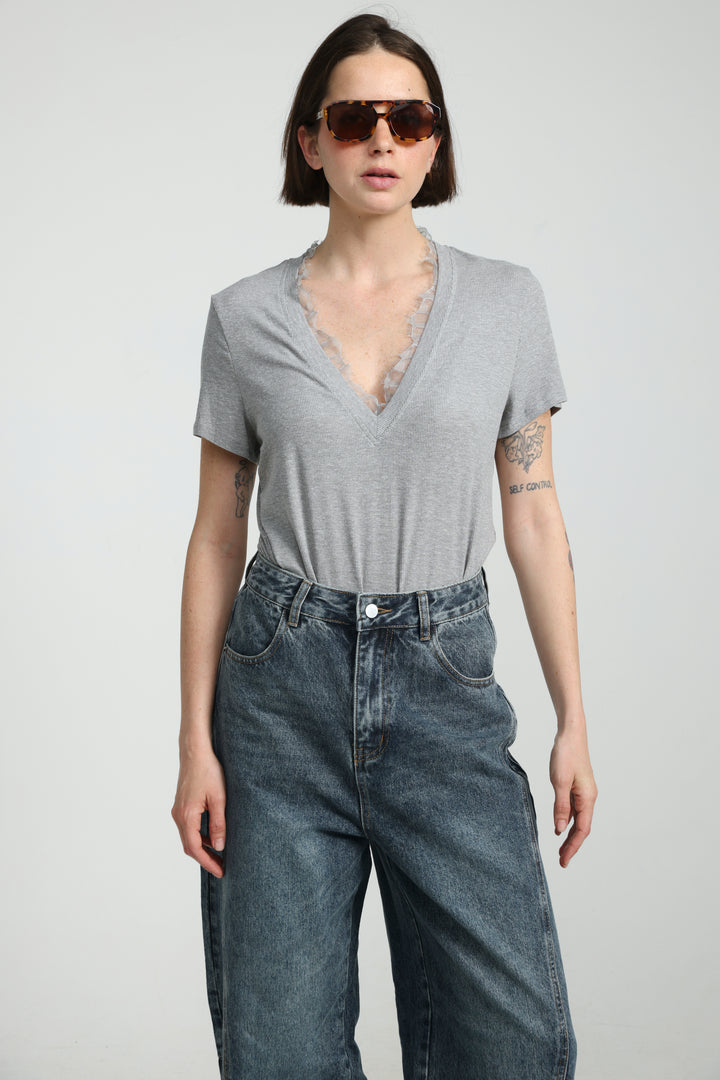 Mystery Light Grey Rib T-Shirt