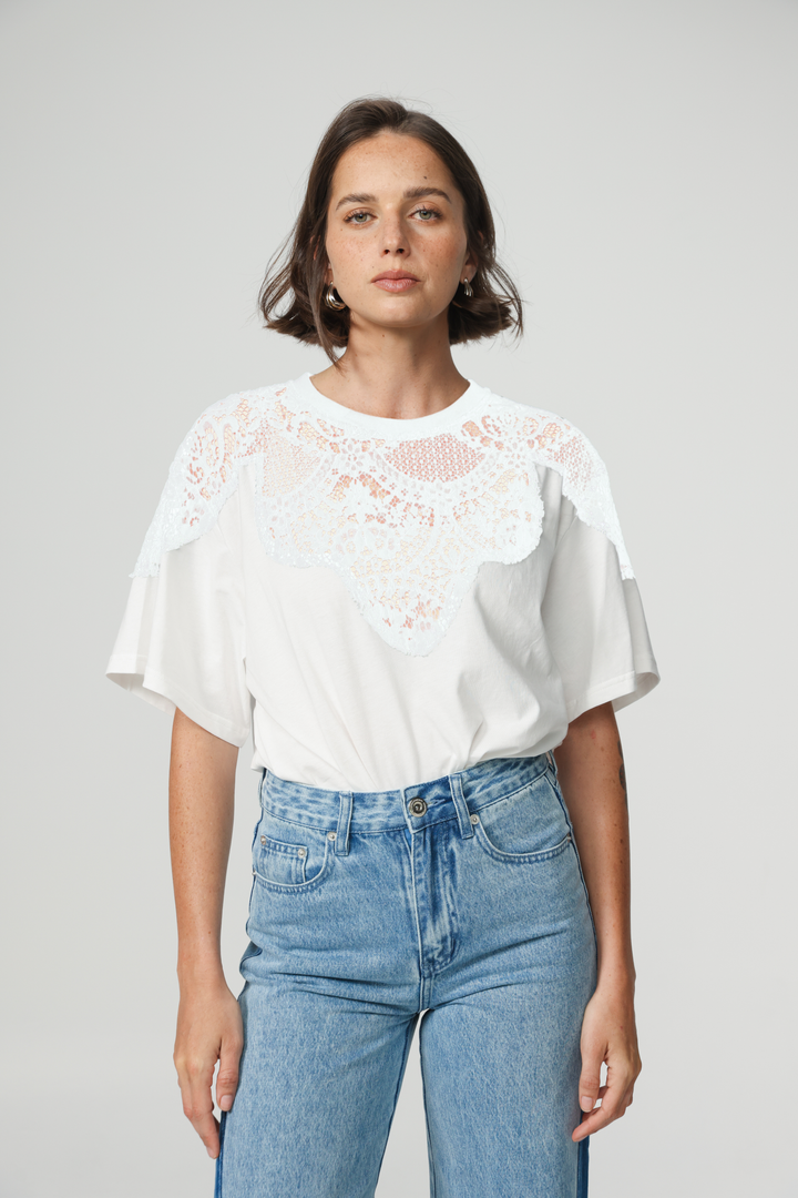 Lion White Lace T-Shirt