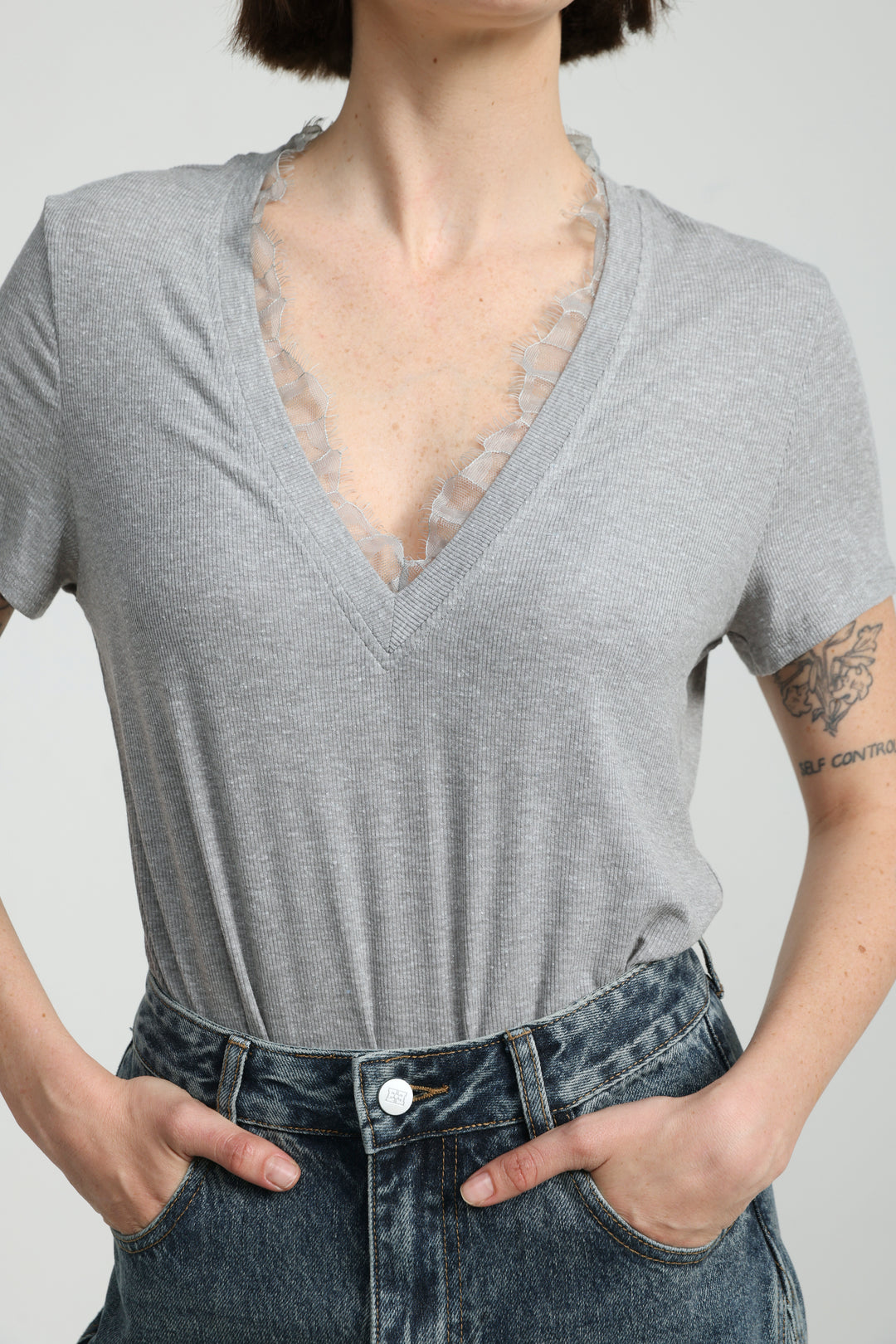 Mystery Light Grey Rib T-Shirt