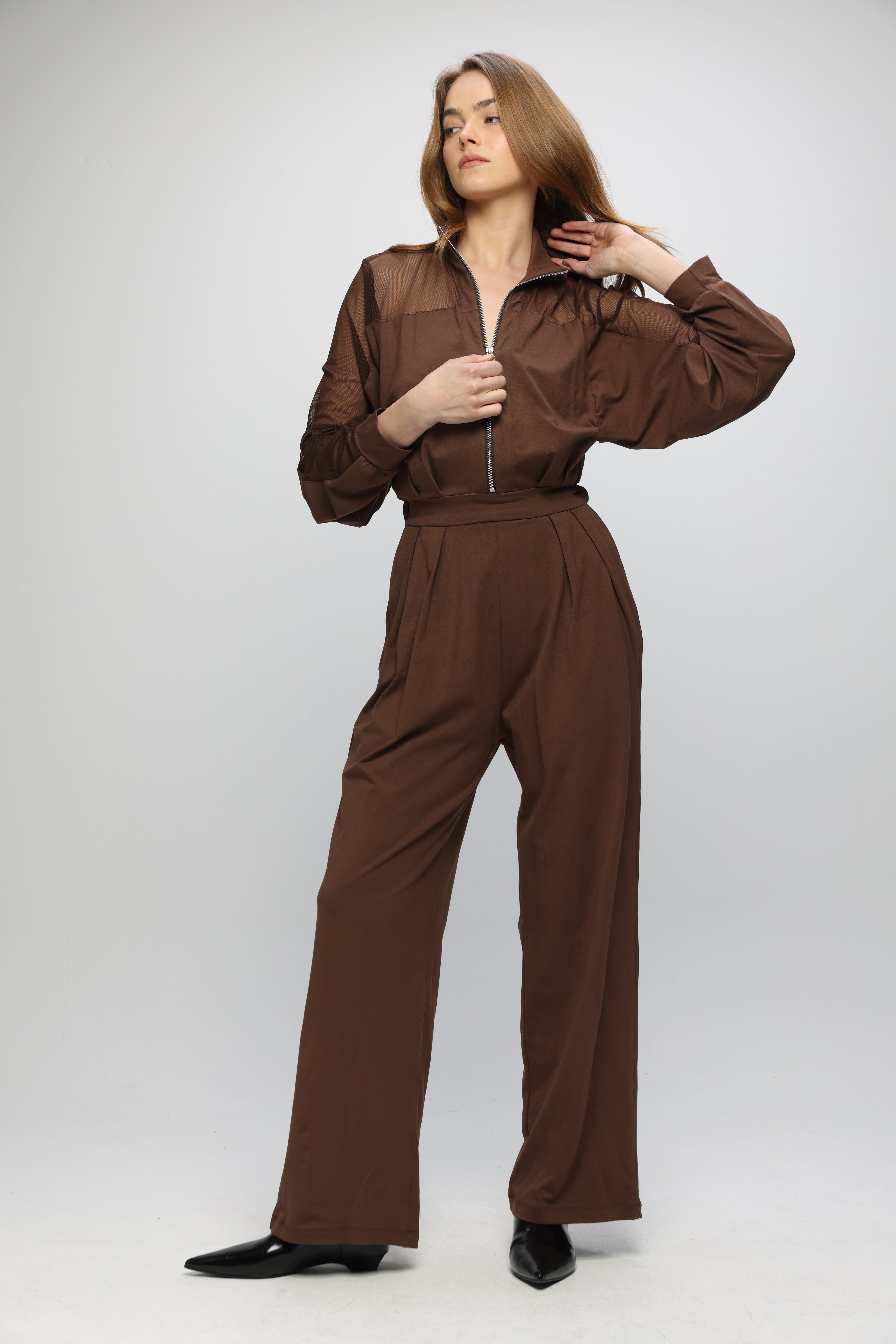 Adam Brown Mesh Jumpsuit – SEESTARZ