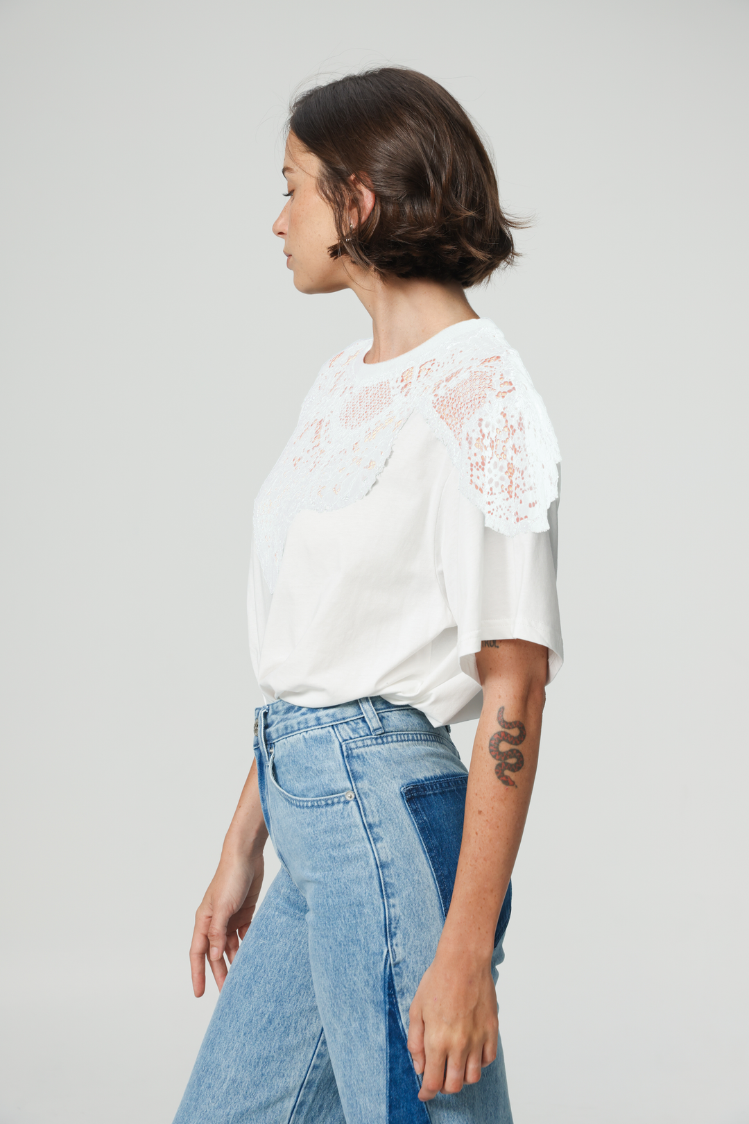 Lion White Lace T-Shirt