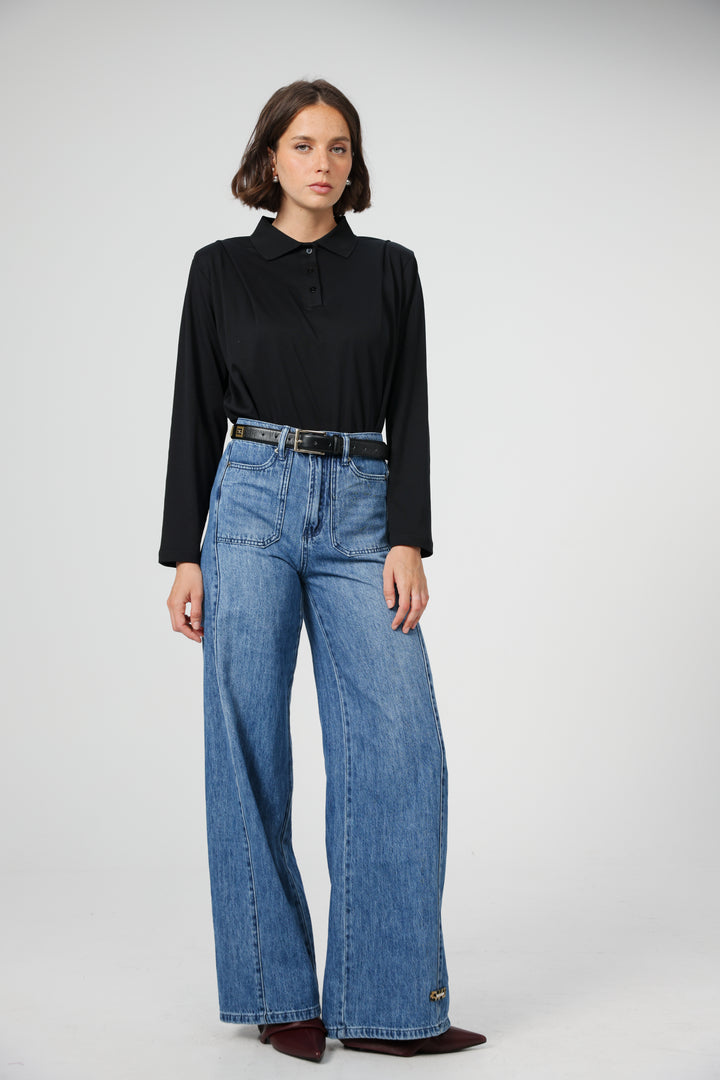 EE Black Leather Belt