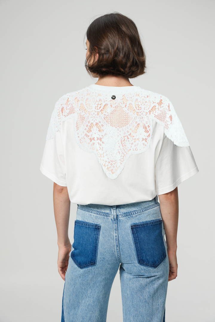Lion White Lace T-Shirt
