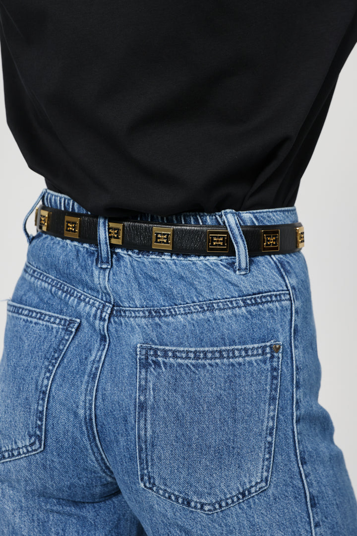 EE Black Leather Belt