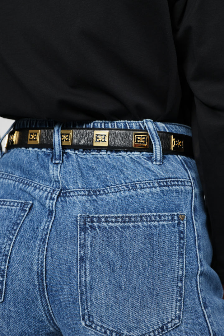 EE Black Leather Belt