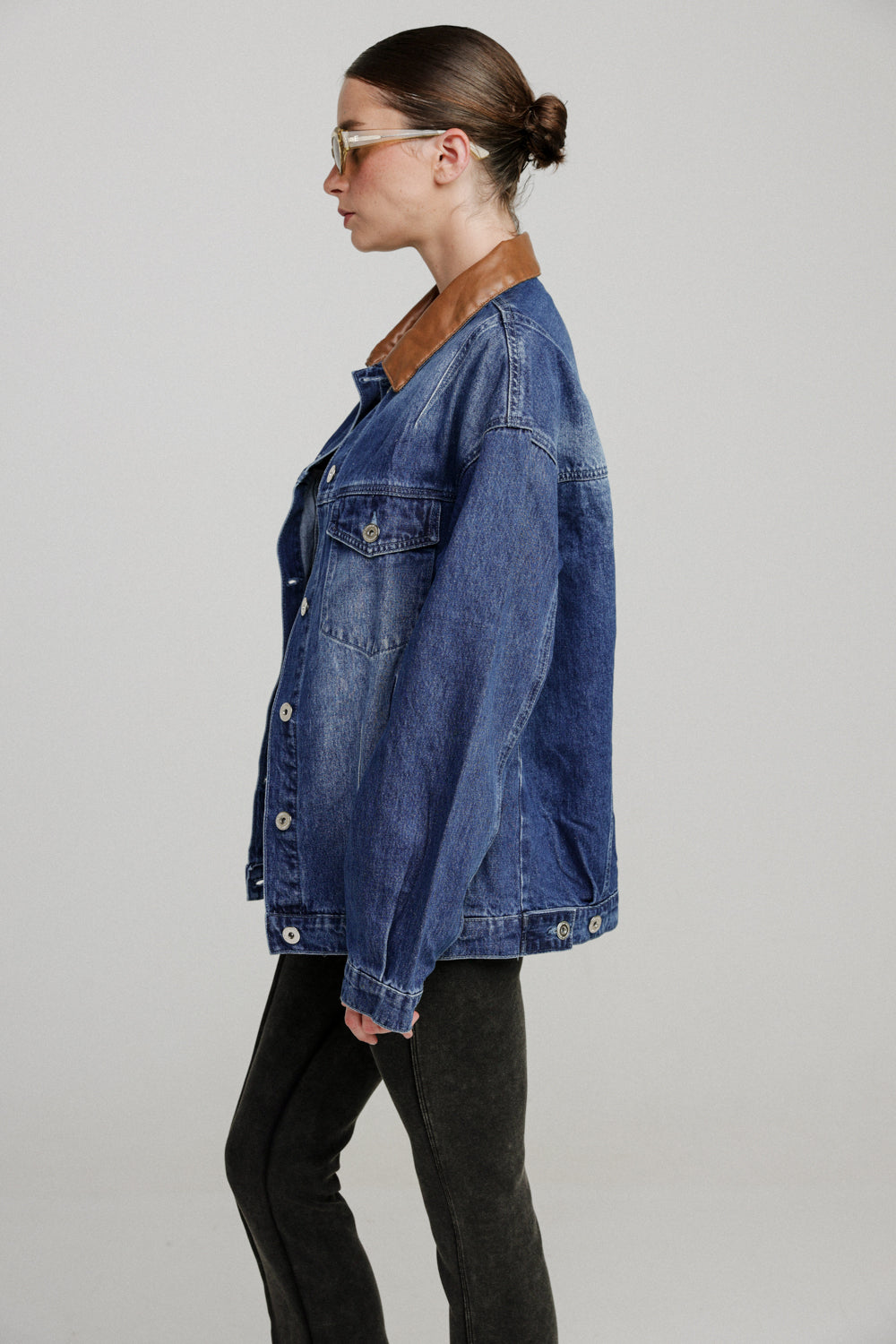 Oversized Mixed Blue Denim Jacket