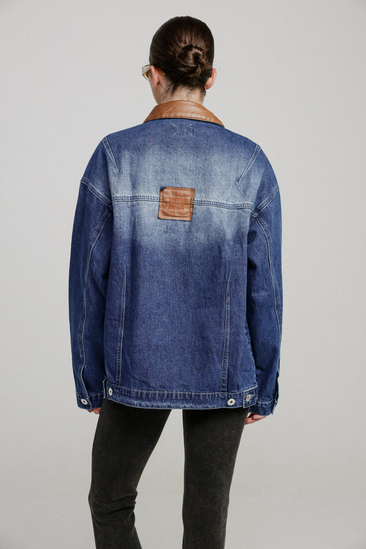 Oversized Mixed Blue Denim Jacket