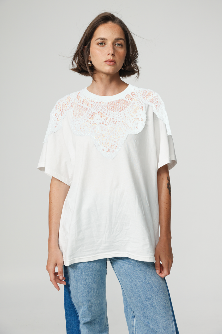 Lion White Lace T-Shirt