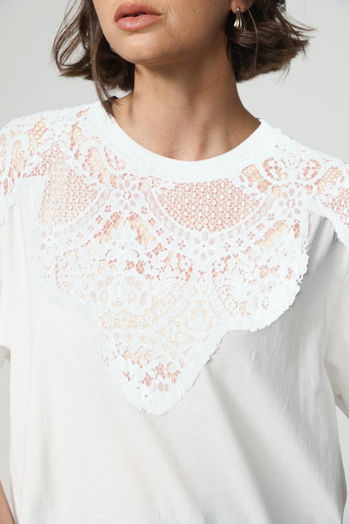 Lion White Lace T-Shirt