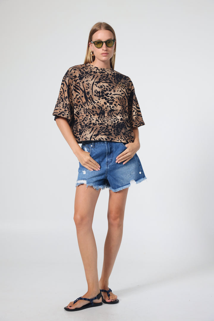 Crop Leopard T-Shirt חולצת קרופ מנומרת