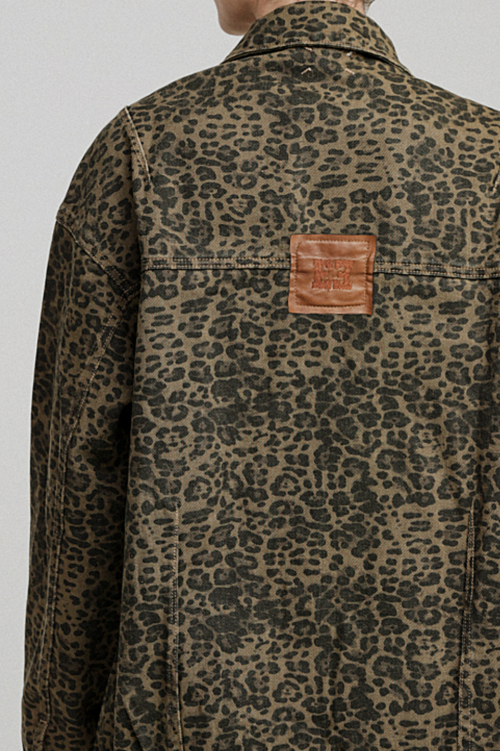 Oversized Leopard Denim Jacket