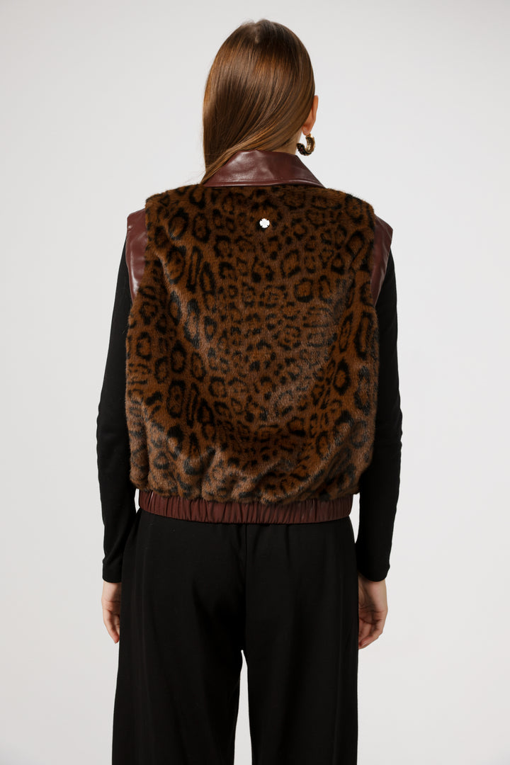 ווסט מנומר גב Fluffy Leopard Vest 