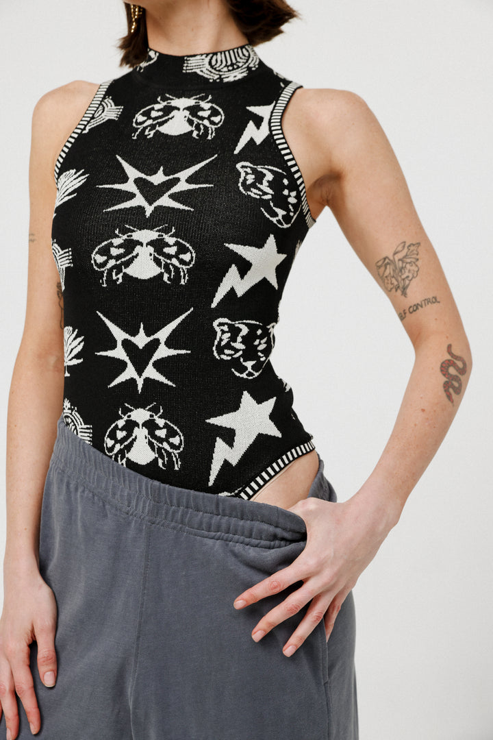 Flies Black Knitted Bodysuit
