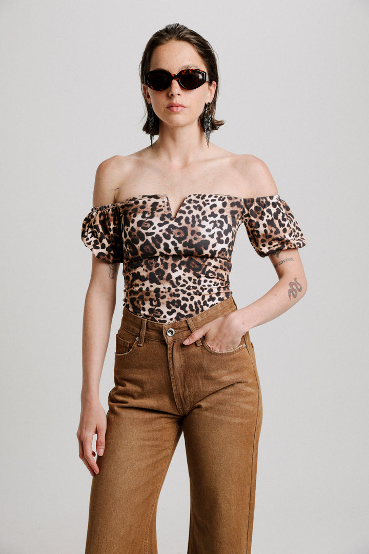 Sweeter Leopard Off Shoulder Top