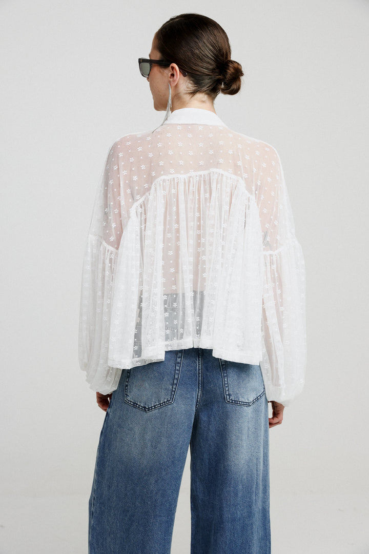 Floral White Lace Blouse