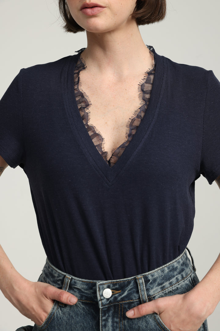 Mystery Navy Rib T-Shirt