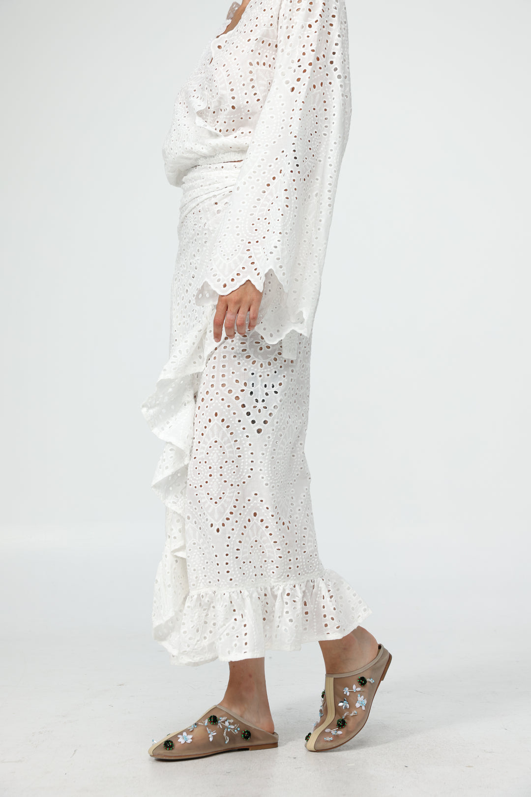 Eyelet White Wrap Skirt
