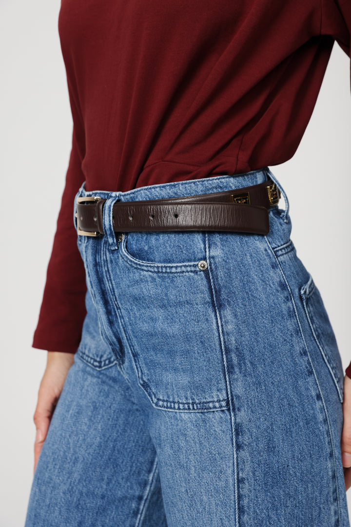 EE Brown Leather Belt