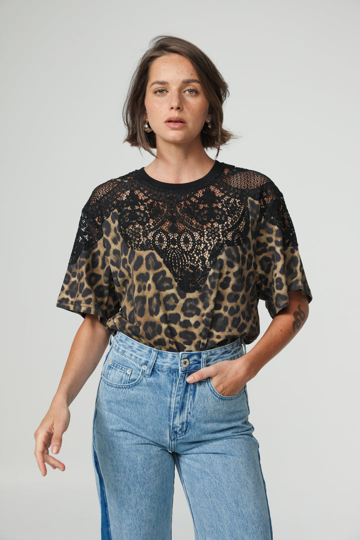 Lion Leopard Lace T-Shirt