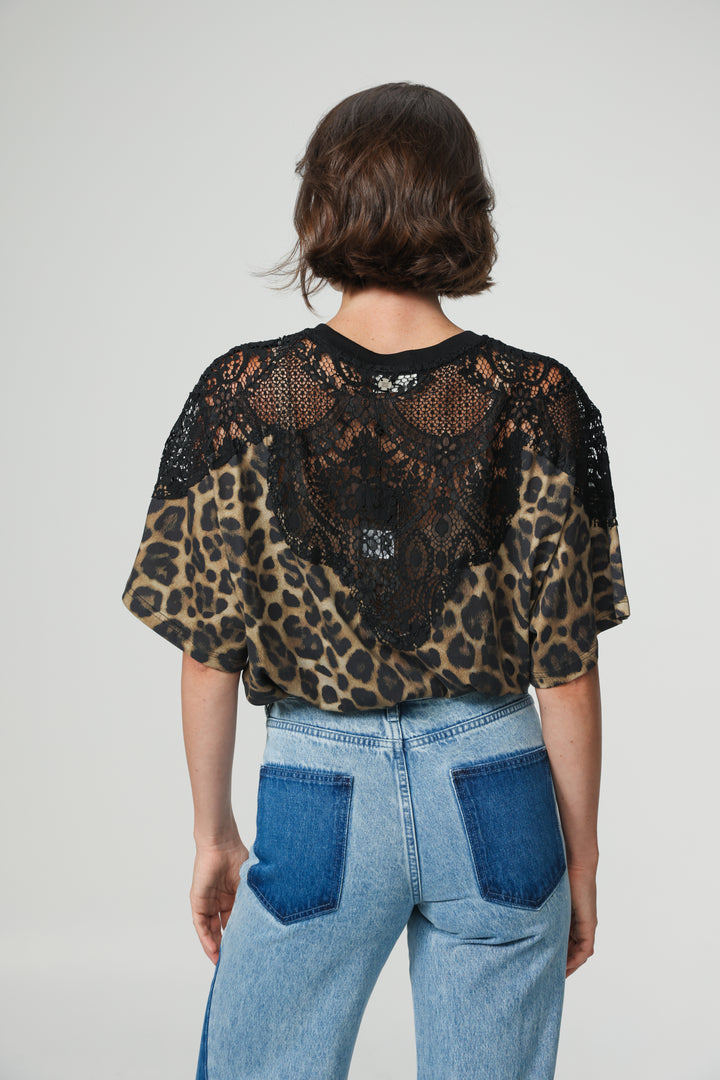 Lion Leopard Lace T-Shirt