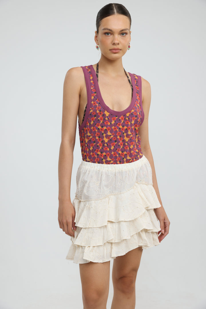 Cream Peplum Mini Skirt