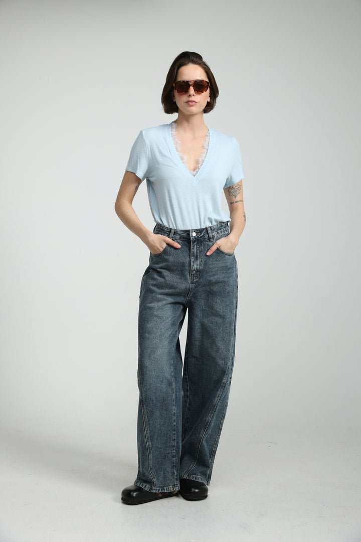 Mystery Light Blue Rib T-Shirt