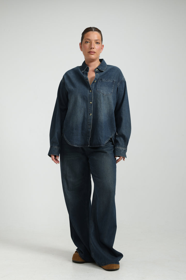 Honey Dark Blue Panel Denim
