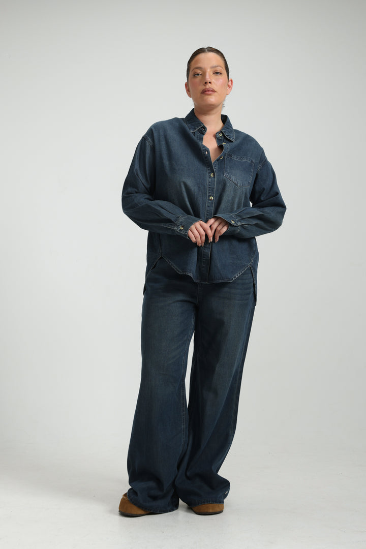 Honey Dark Blue Panel Denim